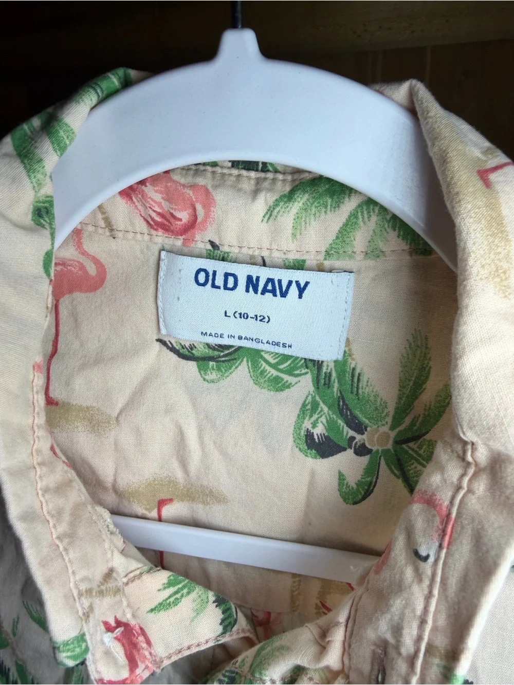 Old Navy Peach Flamingo & Palm Print youth boys Swim Trunks Set